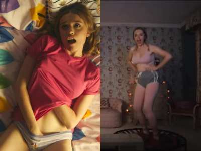Aimee Lou Wood big tits need to be squeezed hard while pounding her ass in doggy style