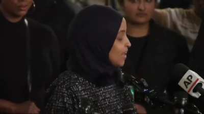 Rep. Ilhan Omar did not hold back when asked during her first appearance after last night's attack about who she blames.