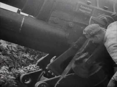 First World War vintage Škoda 30.5 cm Mörser M.16 siege howitzer in action on the Eastern Front in 1941