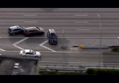 Crazy accident resulting from high speed police chase