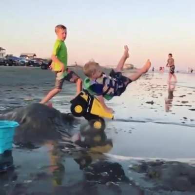 Thank God he was wearing his life jacket!