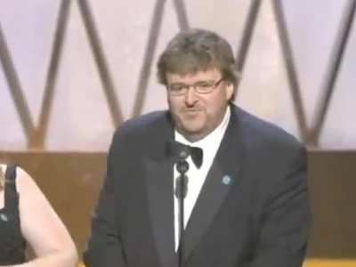 Throwback to Michael Moore getting booed at the 75th Academy Awards for condemning the Iraq War.