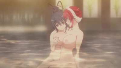 Akeno plays with Rias Boobs [Highschool DxD]