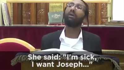 Funny Israeli rabbi teaches a biblical story and illustrates using racism against Egyptian "monkeys" and Sudanese while a listener picks his nose. Wait for the punch line at the end!