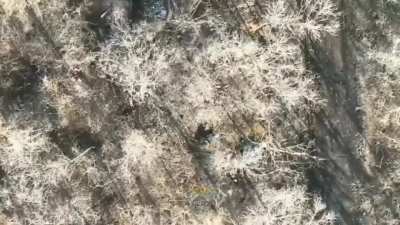 UA POV A explosive/Incendiary device is dropped on a Russian trench near Bakhmut