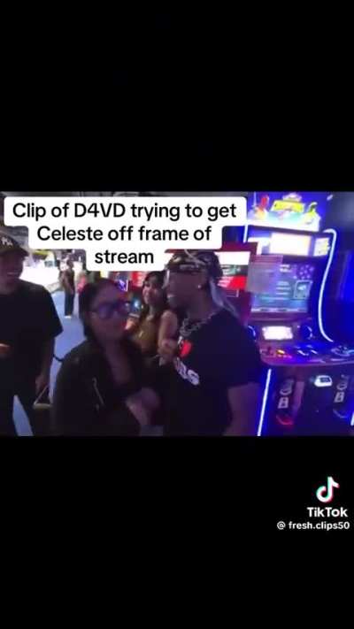 Clip of D4VD attempting to get Celeste off frame on Livestream