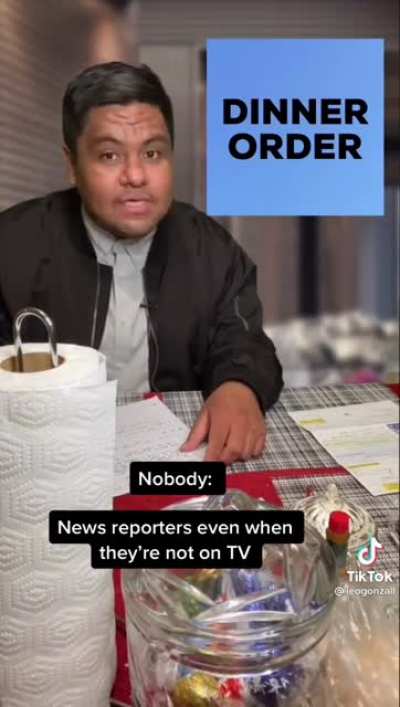 News reporter ordering food