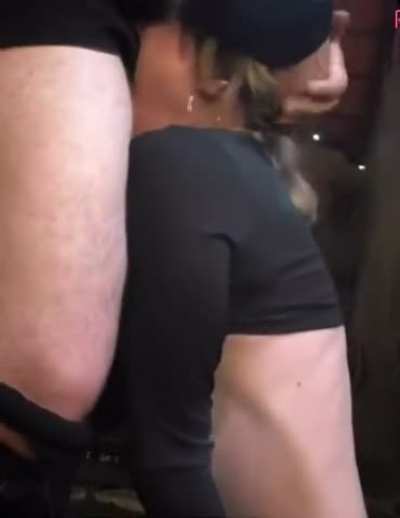 Mom throating me in a restaurant bathroom