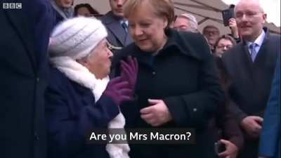 100 year old lady is starstruck by Macron