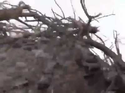Ukrainian soldier trying to repel the Russians' attack at the Ukrainian positions