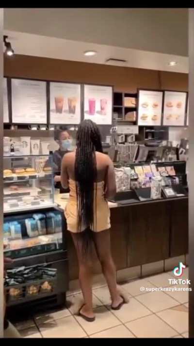 Karen making a scene in Starbucks