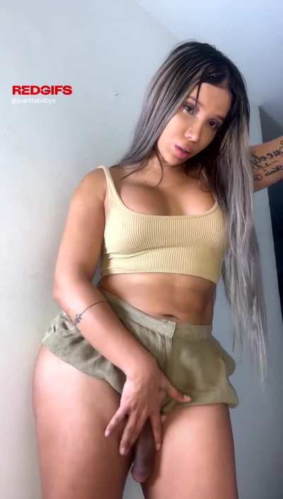 Teasing you with my girlcock, cum tonight sweetie