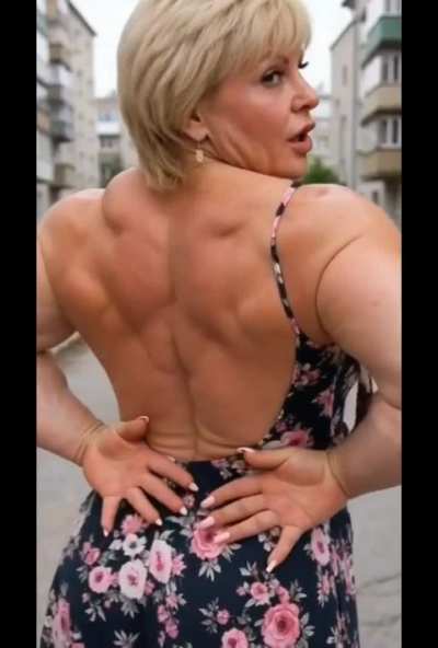 Babushka's Muscle Flexing in Public
