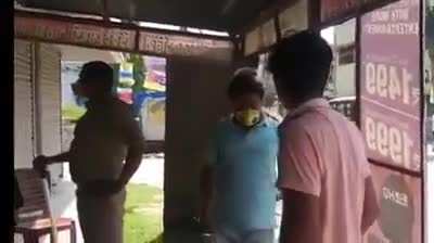 Police action in India to prevent people from going out in lockdown.