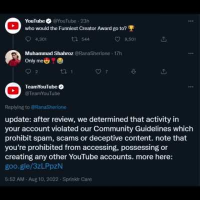 Don't ask YouTube on Twitter for trophy's
