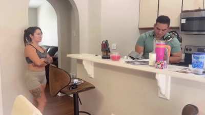Short Bratty Step Sister Bunny Fae Makes Step Bro Kiss & Suck her Tongue | Countertop Kissing