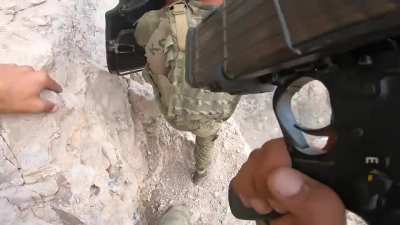 Turkish forces infiltrating a PKK cave in northern Iraq, November 2022.