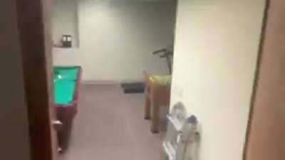 He has built a nice hobby room with a secret door