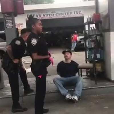 Guy tries to offend black police officer by repeatedly calling her the N word.