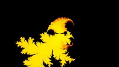 Mandelbrot set for the sequence z(n+1) = cos(z(n)) + 1/c, with z(0) = 2.5*exp (i&theta;), &theta; between 0 and &pi;