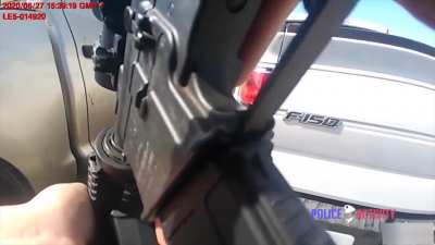 Newly released bodycam footage of police killing the active shooter who killed 1 person and wounded 4 others at a Walmart distribution center in Red Bluff, California two weeks ago. The shooter, Lois Lane, had been fired from his job at the center in 2019