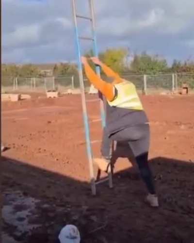 Climbing a ladder that&rsquo;s not secure