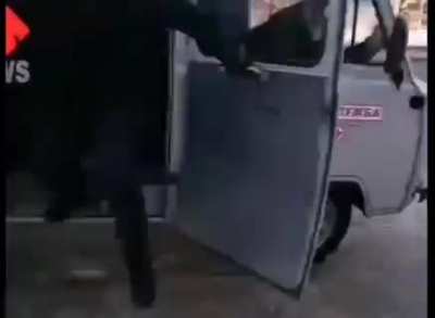 Russian gets a hug