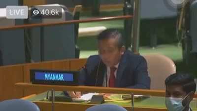 In a dramatic turn of event, Myanmar Ambassador to UN defected from Regime and denounced Coup. His voice was shaking at the beginning of speech.