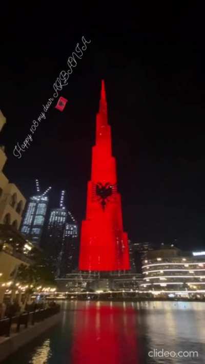 Albanian Flag displayed in Burj Khalifa. Thank You Dubai.