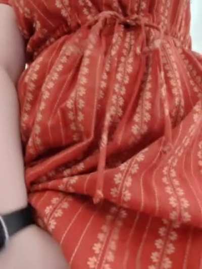 I like wearing pretty dresses with nothing at all underneath, so boys like you can hike it up and bend me over 😜 [gfe]