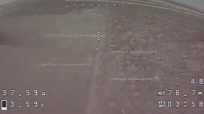 A Russian squad is bombed by a Ukrainian drone 