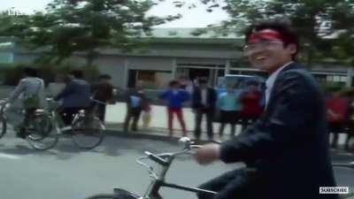 Student on his way to Tiananmen Square protest in 1989.