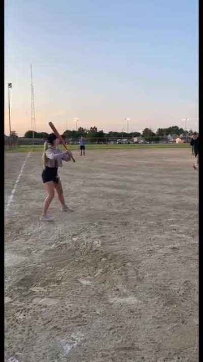 Trying to play softball