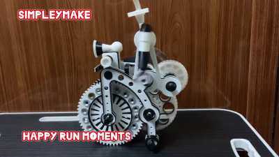 A 3d printed single acting Air engine powered vintage 1800&rsquo;s Penny Farthing bicycle with 1:100 gear ratio