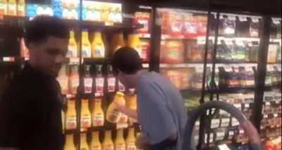 Boy with Autism who has a tough time in public places went to grocery store with his Dad and said he wanted to stock the shelves. Store Clerk overheard and let the boy stock with him for over 30 minutes.