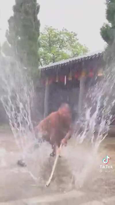 Playing in the rain