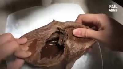 Cake has a suprise.
