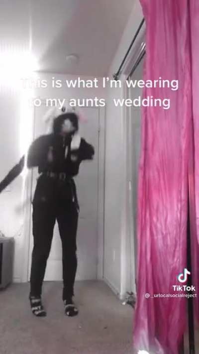 Chad wearing they're best clothes to aunt's wedding
