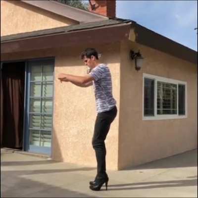 Doing a backflip with high heels