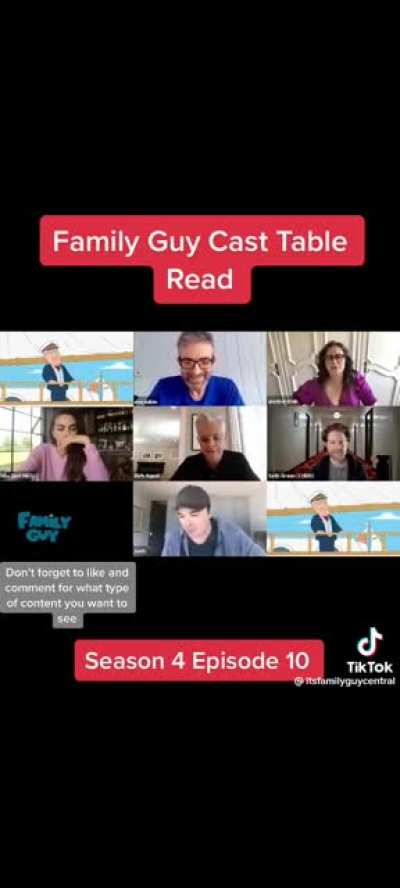 Family Guy Cast Table Read. I could watch this for hours!