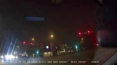 Red light runner crashes into my car FYI, I had a protected left turn signal which turned green (under the 2 red lights above) which led many people to think I ran the red light. Driver claimed he was distracted