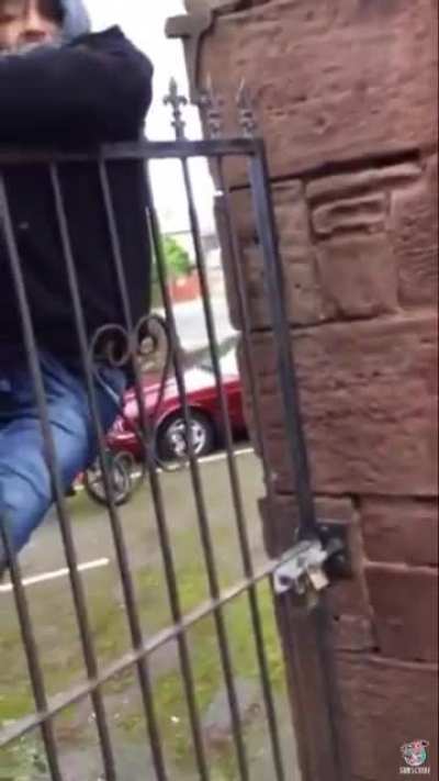 Crackhead tries to climb into someone&rsquo;s property, gets stuck and begs for help