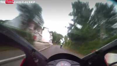 Green and Grey Blur at 200-MPH / 320-km/h on the "Isle of Man"