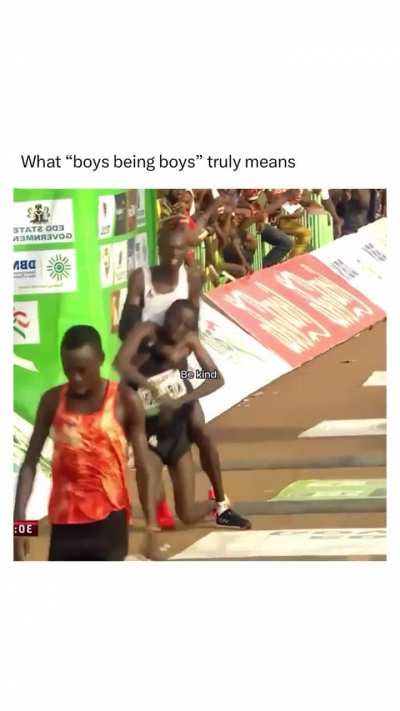 Men being wholesome for 60 seconds.