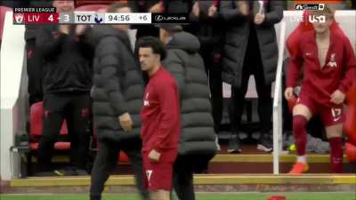 Peter Drury commentary for Jota's winning goal vs Spurs, Klopp's hamstring injury
