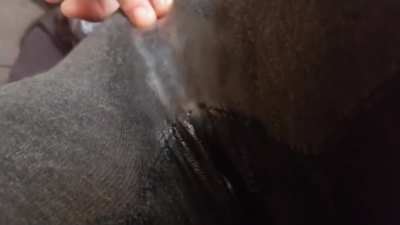 Fingering through leggings