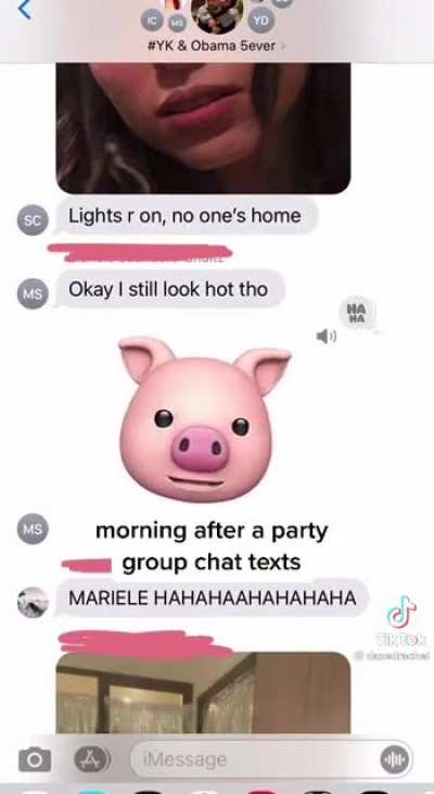 Morning after a party group chat texts