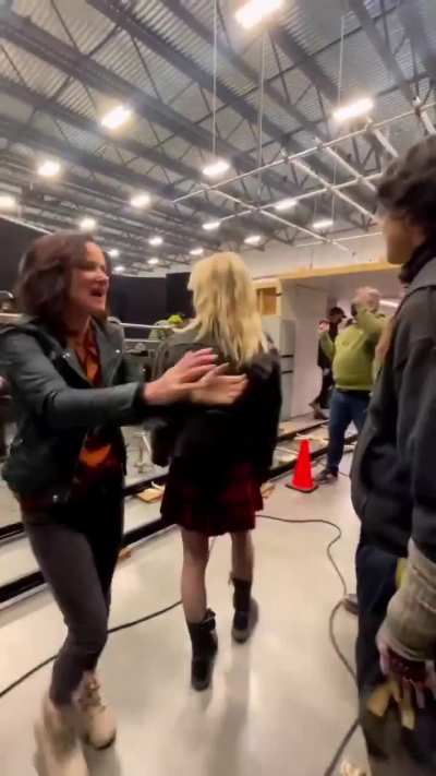 Sophie on the set of Yellowjackets
