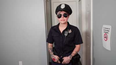 Officer Undressed! It's hard to maintain authority when you're exposed in heart-print teddy bear undies!