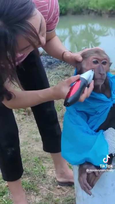 bro getting shaved